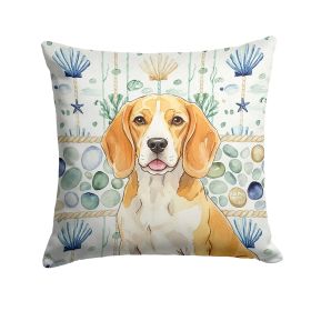 Beagle Coastal Sea Glass Throw Pillow Lemon and White Decorative Indoor Outdoor Accent Cushion for Couch, Bed or Patio, 18Hx18W
