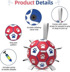Diman Dog Balls, Dog Soccer Ball with Straps for Indoor Outdoor Play, Pet Toys Balls for Small-Medium Dogs, Dog Birthday Gift