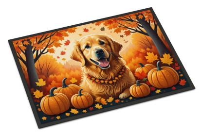 Golden Retriever Fall Doormat Front Door Mat Indoor Outdoor Rugs , Non Slip Washable Low Pile, 18H X 27W