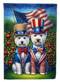 All American Westie House Flag Large Porch Sleeve Decorative Outside Yard Banner Artwork Wall Hanging, Polyester,  Multicolor