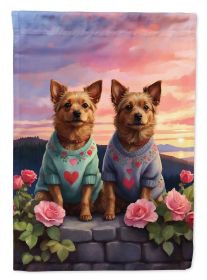 Australian Terrier Two Hearts House Flag Large Porch Sleeve Decorative Outside Yard Banner Artwork Wall Hanging, Polyester, House Size