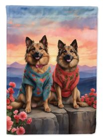 Belgian Tervuren Two Hearts House Flag Large Porch Sleeve Decorative Outside Yard Banner Artwork Wall Hanging, Polyester, House Size, Multicolor