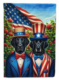 All American Flat-Coated Retriever House Flag Large Porch Sleeve Decorative Outside Yard Banner Artwork Wall Hanging, Polyester