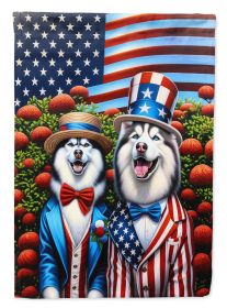 All American Siberian Husky House Flag Large Porch Sleeve Decorative Outside Yard Banner Artwork Wall Hanging, Polyester, House Size, Multicolor