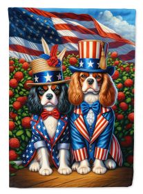 All American Cavalier Spaniel House Flag Large Porch Sleeve  Decorative Outside Yard Banner Artwork Wall Hanging, Polyester, House Size