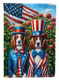 All American Welsh Springer Spaniel House Flag Large Porch Sleeve Decorative Outside Yard Banner Artwork Wall Hanging, Polyester