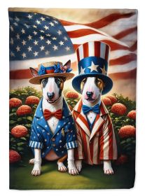 All American Bull Terrier House Flag Large Porch Sleeve for Pole Decorative Outside Yard Banner Artwork Wall Hanging, Polyester, Multicolor