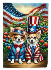 All American Chihuahua House Flag Large Porch Sleeve  Decorative Outside Yard Banner Artwork Wall Hanging, Polyester,  Multicolor