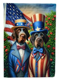 All American German Wirehaired Pointer House Flag Large Porch Sleeve Decorative Outside Yard Banner Artwork Wall Hanging, Polyester