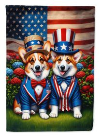 All American Corgi House Flag Large Porch Sleeve Decorative Outside Yard Banner Artwork Wall Hanging, Polyester, House Size, Multicolor