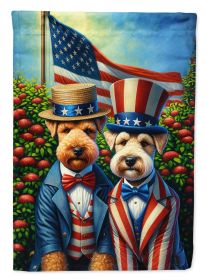 All American Lakeland Terrier House Flag Large Porch Sleeve Decorative Outside Yard Banner Artwork Wall Hanging, Polyester, House Size