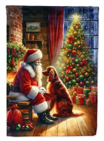 Irish Setter and Santa Claus House Flag Large Porch Sleeve Decorative Outside Yard Banner Artwork Wall Hanging, Polyester, House Size, Multicolor