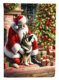 Norwegian Elkhound and Santa Claus House Flag Large Porch Sleeve  Decorative Outside Yard Banner Artwork Wall Hanging, Polyester, House Size