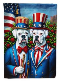 All American White Boxer House Flag Large Porch Sleeve Decorative Outside Yard Banner Artwork Wall Hanging, Polyester, House Size, Multicolor