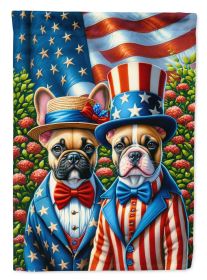 All American French Bulldog House Flag Large Porch Sleeve Decorative Outside Yard Banner Artwork Wall Hanging, Polyester, House Size, Multicolor