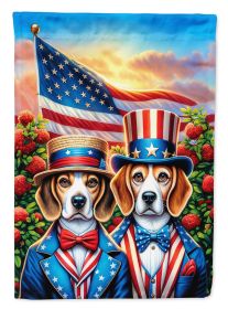 All American Beagle House Flag Large Porch Sleeve Pole Decorative Outside Yard Banner Artwork Wall Hanging, Polyester, House Size, Multicolor