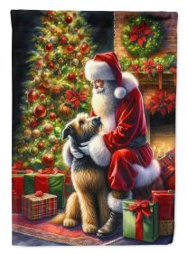 Irish Wolfhound and Santa Claus House Flag Large Porch Sleeve  Decorative Outside Yard Banner Artwork Wall Hanging, Polyester, House Size