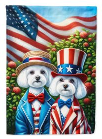 All American Maltese House Flag Large Porch Sleeve Decorative Outside Yard Banner Artwork Wall Hanging, Polyester, Multicolor