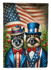 All American Norwegian Elkhound House Flag Large Porch Sleeve Decorative Outside Yard Banner Artwork Wall Hanging, Polyester, House Size