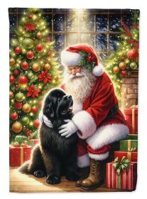 Newfoundland and Santa Claus House Flag Large Porch Sleeve Decorative Outside Yard Banner Artwork Wall Hanging, Polyester, Multicolor