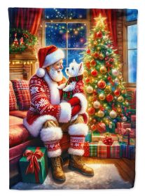 Westie and Santa Claus House Flag Large Porch Sleeve  Decorative Outside Yard Banner Artwork Wall Hanging, Polyester, Multicolor