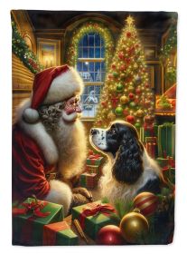 English Springer Spaniel and Santa Claus House Flag Large Porch Sleeve Decorative Outside Yard Banner Artwork Wall Hanging, Polyester
