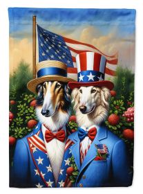 All American Borzoi House Flag Large Porch Sleeve Pole Decorative Outside Yard Banner Artwork Wall Hanging, Polyester, Multicolor