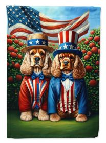 All American Cocker Spaniel House Flag Large Porch Sleeve Decorative Outside Yard Banner Artwork Wall Hanging, Polyester,  Multicolor