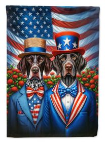 All American German Shorthaired Pointer House Flag Large Porch Sleeve Decorative Outside Yard Banner Artwork Wall Hanging, Polyester, House Size