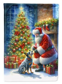 Australian Cattle Dog and Santa Claus House Flag Large Sleeve Decorative Outside Yard Banner Artwork Wall Hanging, Polyester, House Size