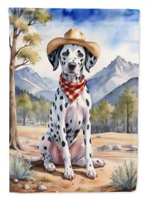 Dalmatian Cowboy Welcome House Flag Large Porch Sleeve  Decorative Outside Yard Banner Artwork Wall Hanging, Polyester, House Size, Multicolor