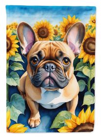 French Bulldog in Sunflowers House Flag Large Porch Sleeve Decorative Outside Yard Banner Artwork Wall Hanging, Polyester, House Size, Multicolor