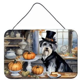 Schnauzer Fall Kitchen Pumpkins Wall or Door Hanging Prints Aluminum Metal Sign Kitchen Wall Bar Bathroom Plaque Home Decor, 8HX12W