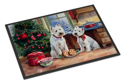 Westie Christmas Cookies Doormat Front Door Mat Indoor Outdoor Rugs, Non Slip Washable Low Pile, 18H X 27W