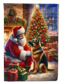 German Shepherd and Santa Claus Garden, Mailbox Patio or Yard Flag Decorative Banner Outside Artwork Flower Beds, Garden Size, Multicolor