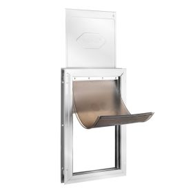 Pet Door, 16.65" x 27.44" Aluminum Frame with Lock and Flap System, Weatherproof Doggy Door, Easy to Install in Interior or Exterior Doors