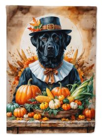 Black Labrador Retriever Thanksgiving House Flag Large Porch Sleeve Decorative Outside Yard Banner Artwork Wall Hanging, Polyester