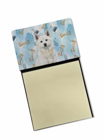 White Akita Coworker Watercolor Sticky Note Holder Refillable Dispenser Desk Accessory 3x3 Pad Gift