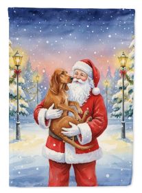 Redbone Coonhound with Santa Claus House Flag Large Porch Sleeve Decorative Outside Yard Banner Artwork Wall Hanging, Polyester