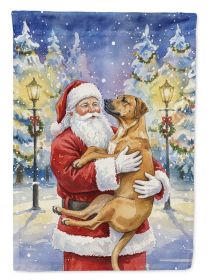 Rhodesian Ridgeback with Santa Claus House Flag Large Porch Sleeve Pole Decorative Outside Yard Banner Artwork Wall Hanging, Polyester