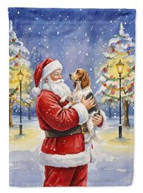 English Setter with Santa Claus House Flag Large Porch Sleeve Decorative Outside Yard Banner Artwork Wall Hanging, Polyester