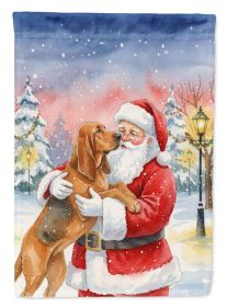 Bloodhound with Santa Claus House Flag Large Porch Sleeve  Decorative Outside Yard Banner Artwork Wall Hanging, Polyester, Multicolor