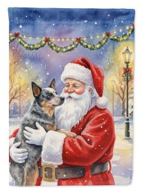 Australian Cattle Dog with Santa Claus House Flag Large Sleeve Decorative Outside Yard Banner Artwork Wall Hanging, Polyester, House Size