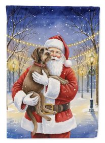 Wirehaired Pointing Griffon with Santa Claus House Flag Large Porch Sleeve Decorative Outside Yard Banner Artwork Wall Hanging, Polyester