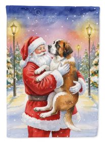 Saint Bernard with Santa Claus House Flag Large Porch Sleeve Decorative Outside Yard Banner Artwork Wall Hanging, Polyester, House Size