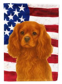 Ruby Cavalier Spaniel American Flag House Flag Large Porch Sleeve  Decorative Outside Yard Banner Artwork Wall Hanging, Polyester, House Size