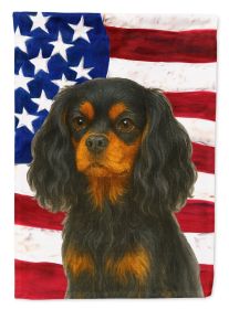 Black and Tan Cavalier Spaniel American Flag House Flag Large Porch Sleeve  Decorative Outside Yard Banner Artwork Wall Hanging, Polyester