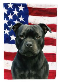 Black Staffordshire Bull Terrier American Flag House Flag Large Porch Sleeve Decorative Outside Yard Banner Artwork Wall Hanging, Polyester