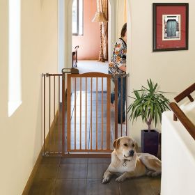 Tall One-Touch Gate (Option: Touch Gate II in Brown)