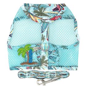 Cool Mesh Dog Harness with Leash (Color: Surfboards and Palms, size: X-Small)
